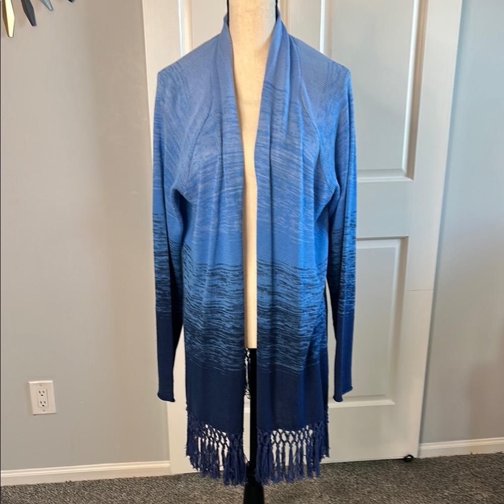 Blue Ombre Fringe Cardigan